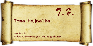 Toma Hajnalka névjegykártya